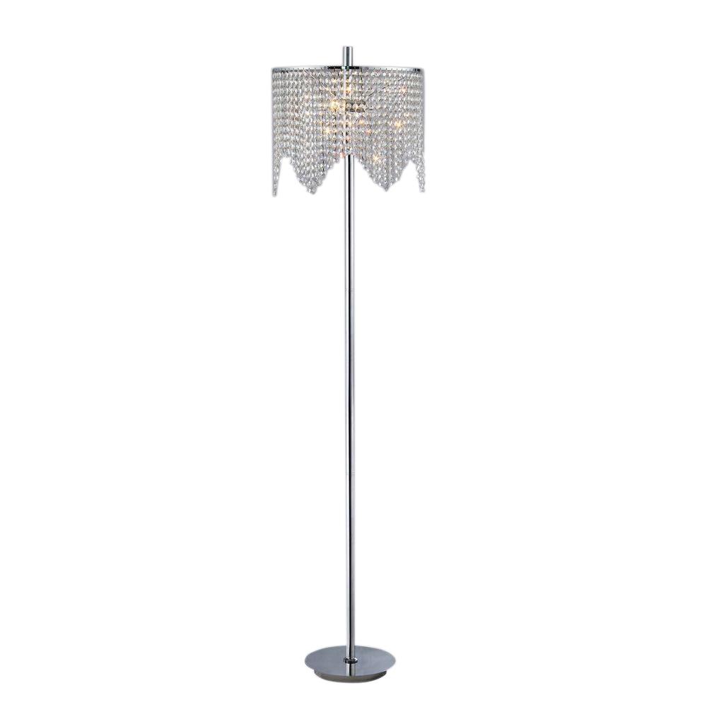Zoe 65 in. Chrome Indoor Floor Lamp with Crystal Shade-SUF16862 ... Zoe 65 in. Chrome Indoor Floor Lamp with Crystal Shade-SUF16862 ...