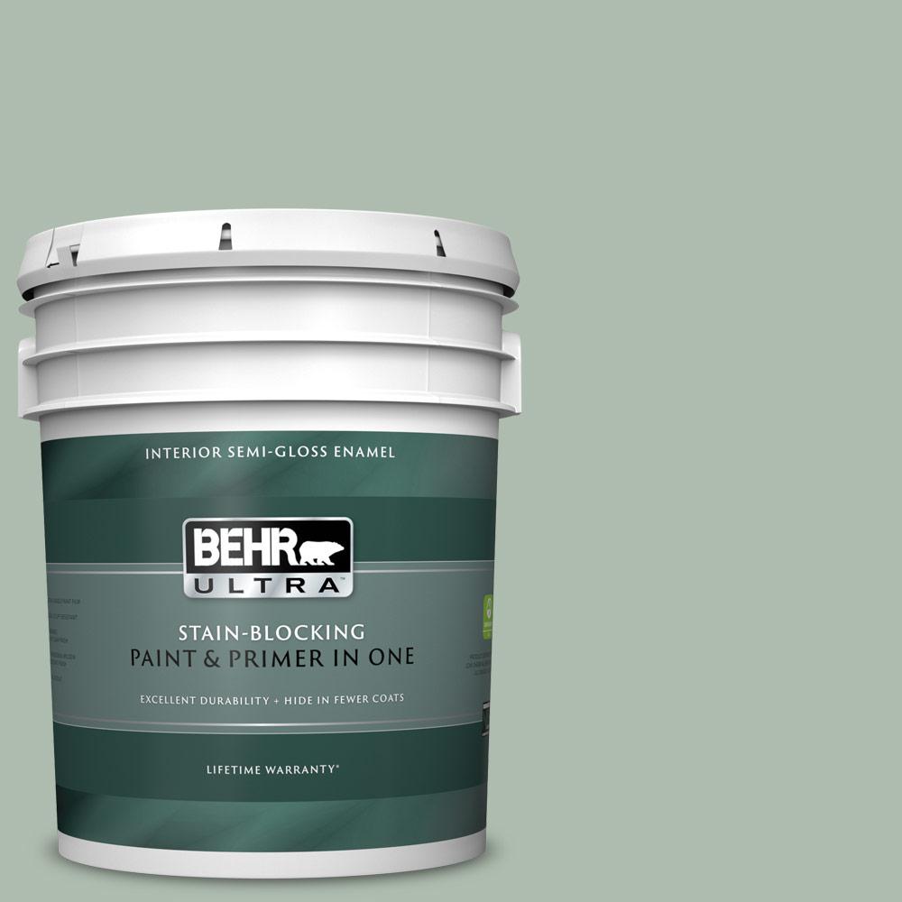 BEHR ULTRA 5 gal. 450E3 Southern Breeze SemiGloss Enamel Interior