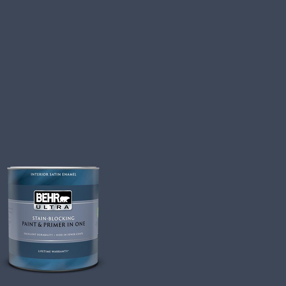 BEHR ULTRA 1 qt. M5007 Very Navy Satin Enamel Interior Paint and