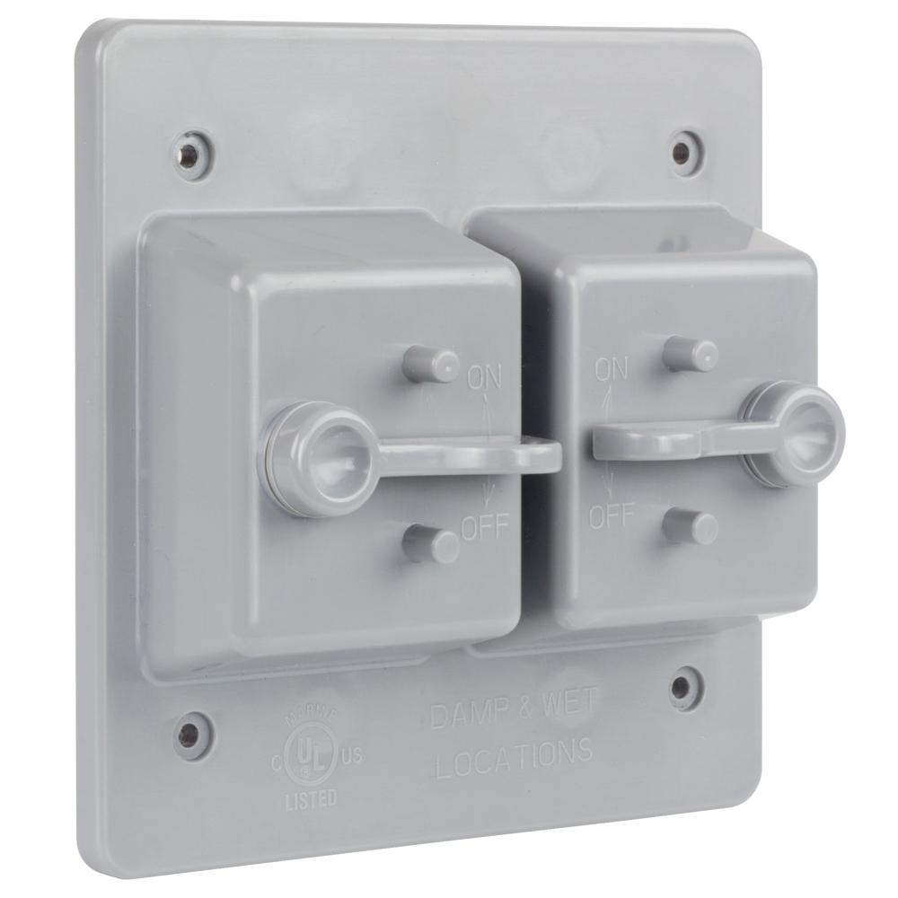 Commercial Electric White 2Gang NonMetallic Weatherproof Toggle