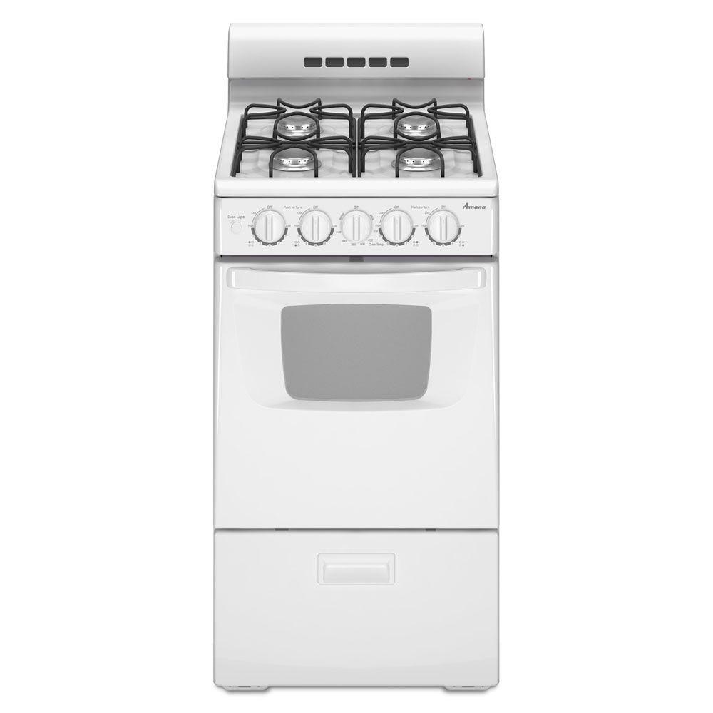 Amana 20 In 2 6 Cu Ft Gas Range In White Agg222vdw The Home Depot