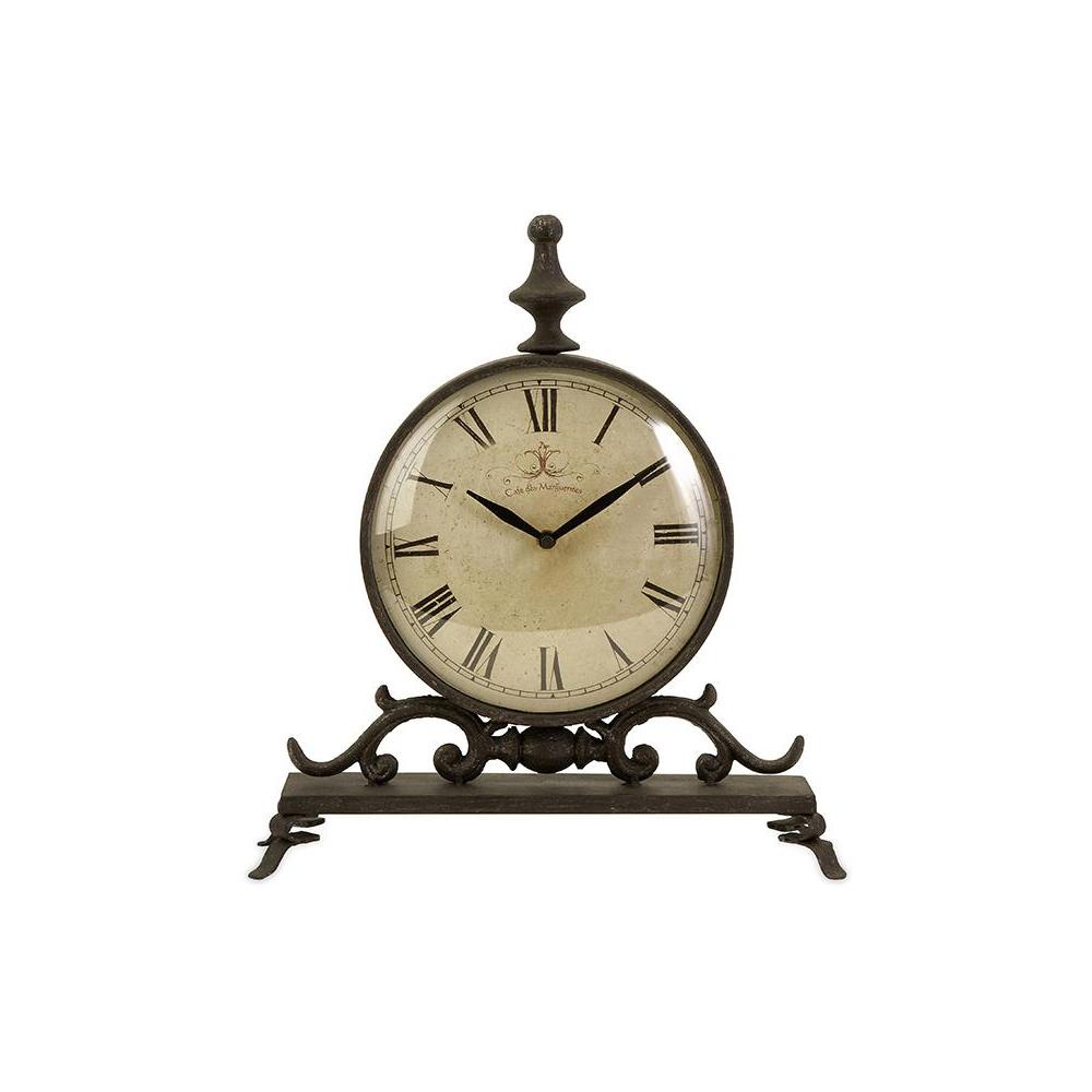 UPC 784185275629 product image for Churchill 14 in. x 12.5 in. Round Iron Table Clock, Blacks | upcitemdb.com