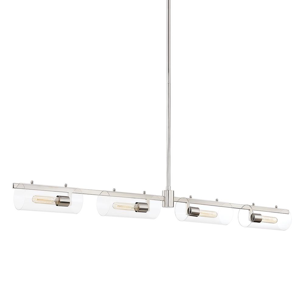 Mitzi By Hudson Valley Lighting Ariel 4 Light Polished Nickel Linear With Clear Shade Mitzi By Hudson Valley Lighting Ariel 4 Light Polished Nickel Linear With Clear Shade