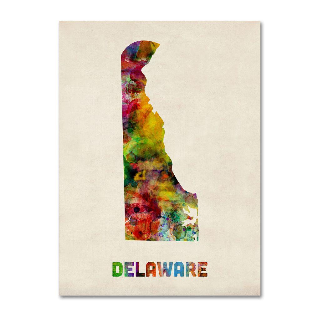 24 in. x 32 in. Delaware Map Canvas ArtMT0365C2432GG The Home Depot
