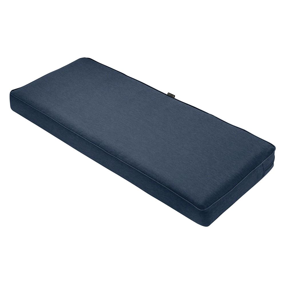 Classic Accessories Montlake Fadesafe Heather Indigo 42 In X 18 In Outdoor Bench Cushion 62 014 Indigo Ec The Home Depot