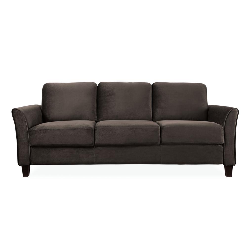 Lifestyle Solutions Wesley Microfiber Sofa With Curved Arms In Wesley Microfiber Sofa With Curved Arms
