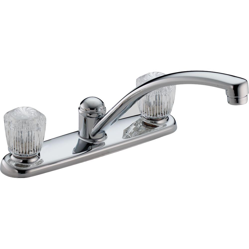 Delta Classic 2 Handle Standard Kitchen Faucet In Chrome 2102lf The Home Depot