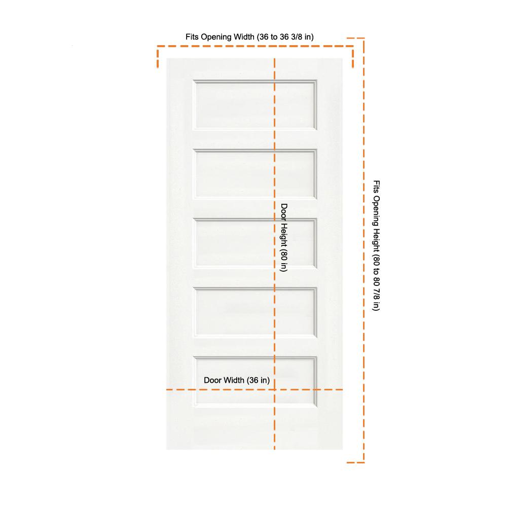 JELD-WEN 36 in. x 80 in. Conmore White Paint Smooth Solid Core Molded ...