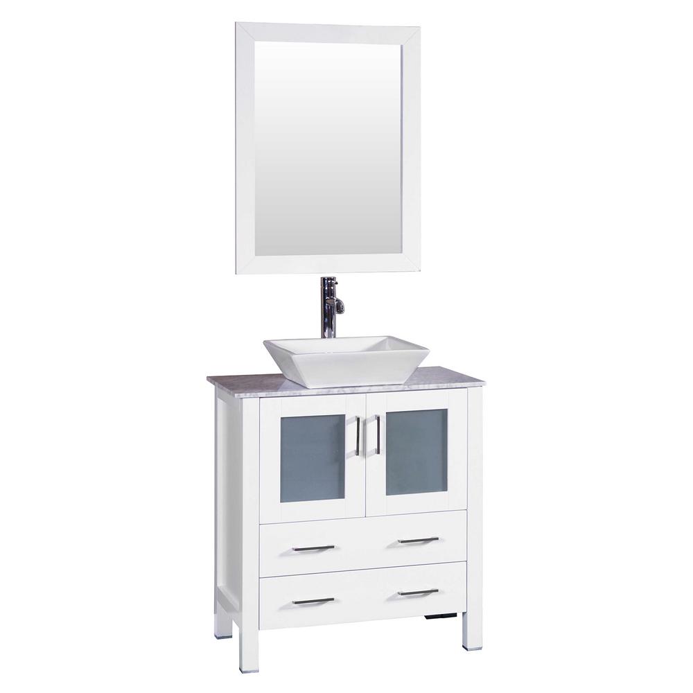 30 In W Single Bath Vanity White With Carrara Marble Top 30 In W Single Bath Vanity White With Carrara Marble Top