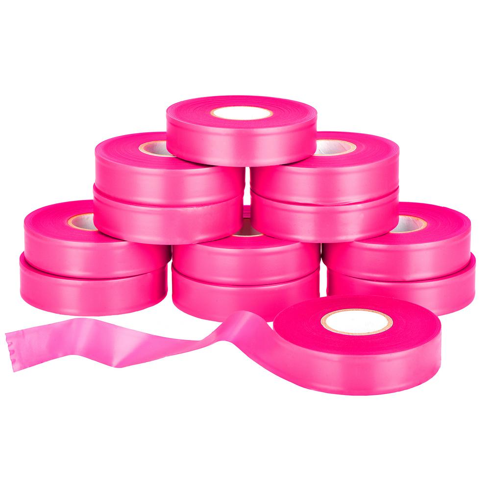 AdirPro 300 ft. x 4 in. Fluorescent Pink Flagging Tape (12Pack)719