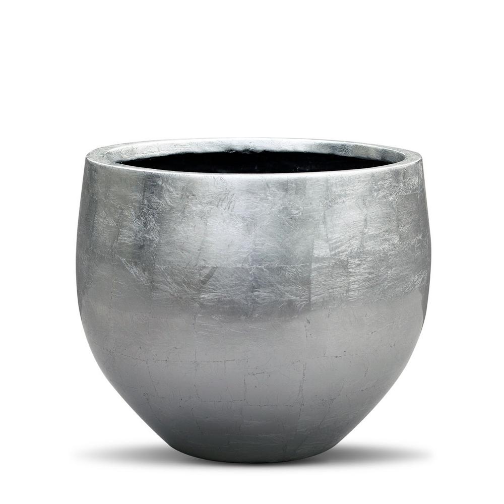 Vasesource 8.1 in. x 9.6 in. x 9.6 in. Silver FiberStone Leaf Lacquer