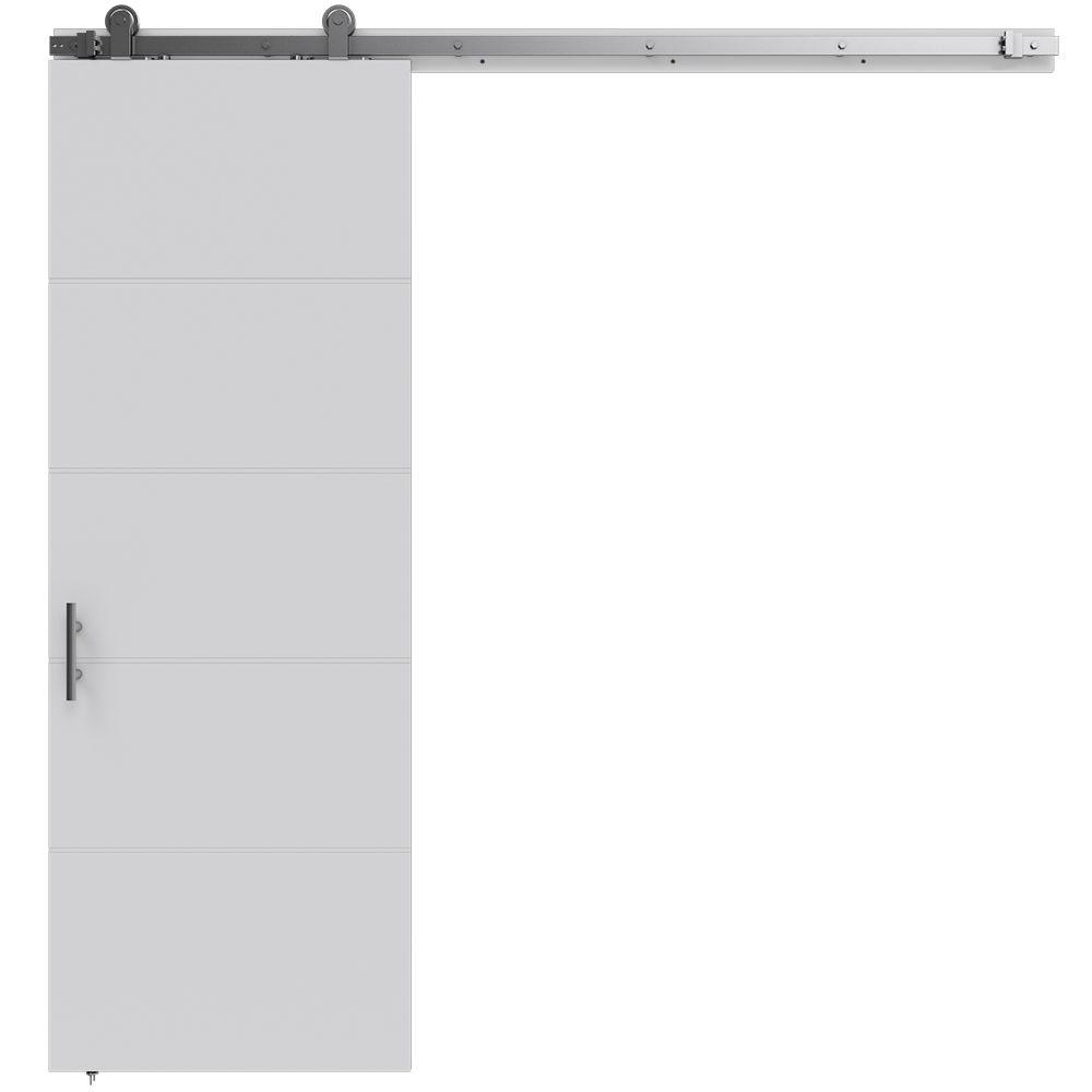 Jeld Wen 30 In X 84 In Modern Primed Molded Composite Mdf Sliding Barn Door With Hardware Kit Jw2212 00001 The Home Depot