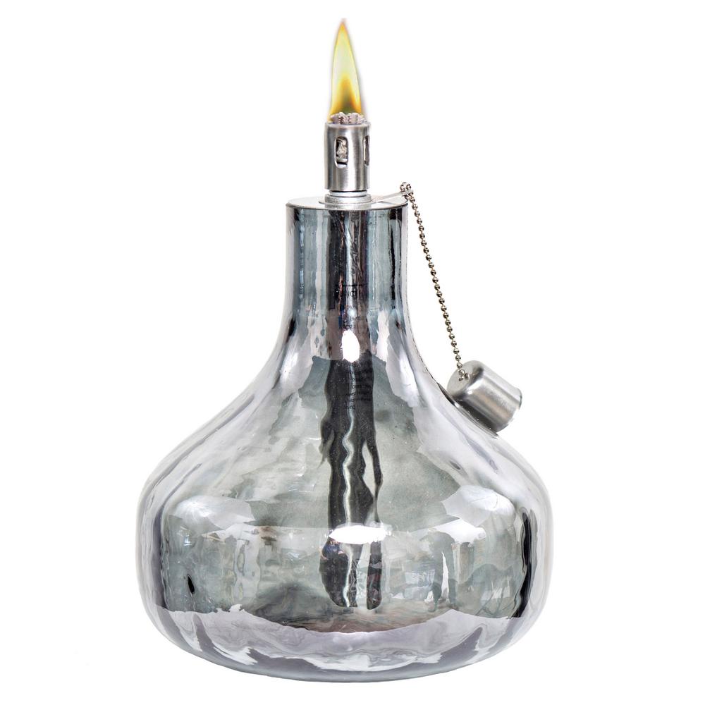 River Of Goods 9 In Gray Hand N Gl Outdoor Table Torch With Gray Hand N Gl Outdoor Table Torch With Inset Wick 16444 The Home Depot