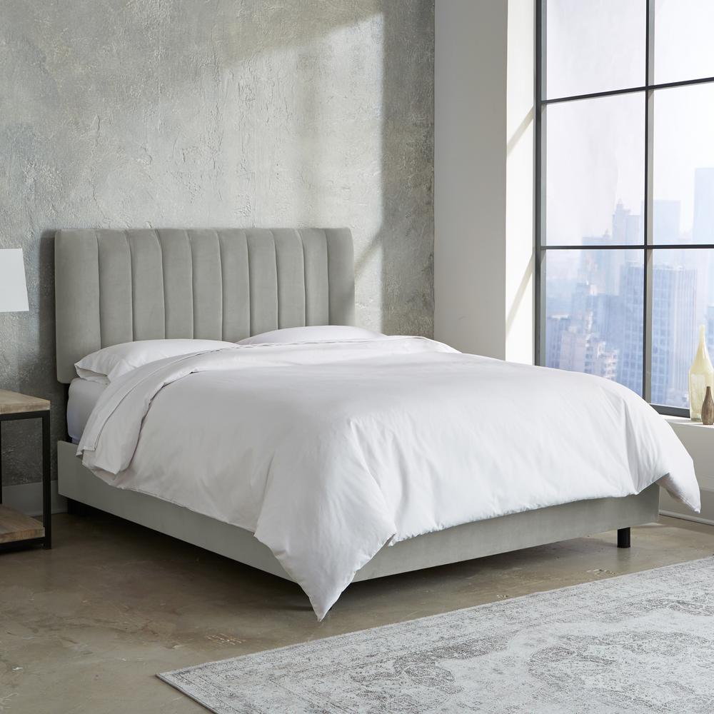 Gray Beds Headboards Bedroom Furniture The Home Depot Velvet Light Grey King Channel Seam Bed