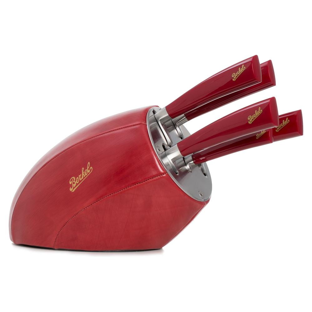 Berkel Sense Block With 5 Piece Kitchen Knife Set Red