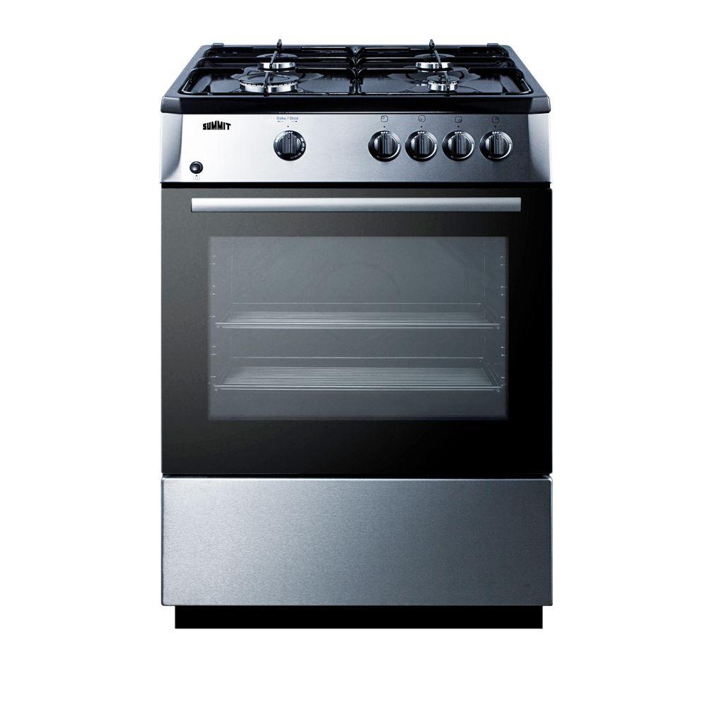 Summit Appliance 24 in. 2.7 cu. ft. SlideIn Gas Range in Stainless