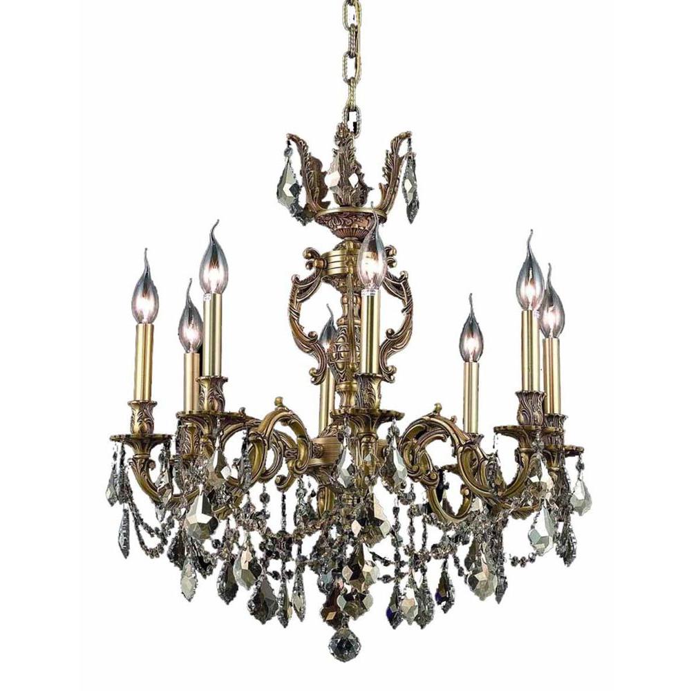 Elegant Lighting 8 Light French Gold Chandelier With Golden Teak Elegant Lighting 8 Light French Gold Chandelier With Golden Teak Smoky Crystal