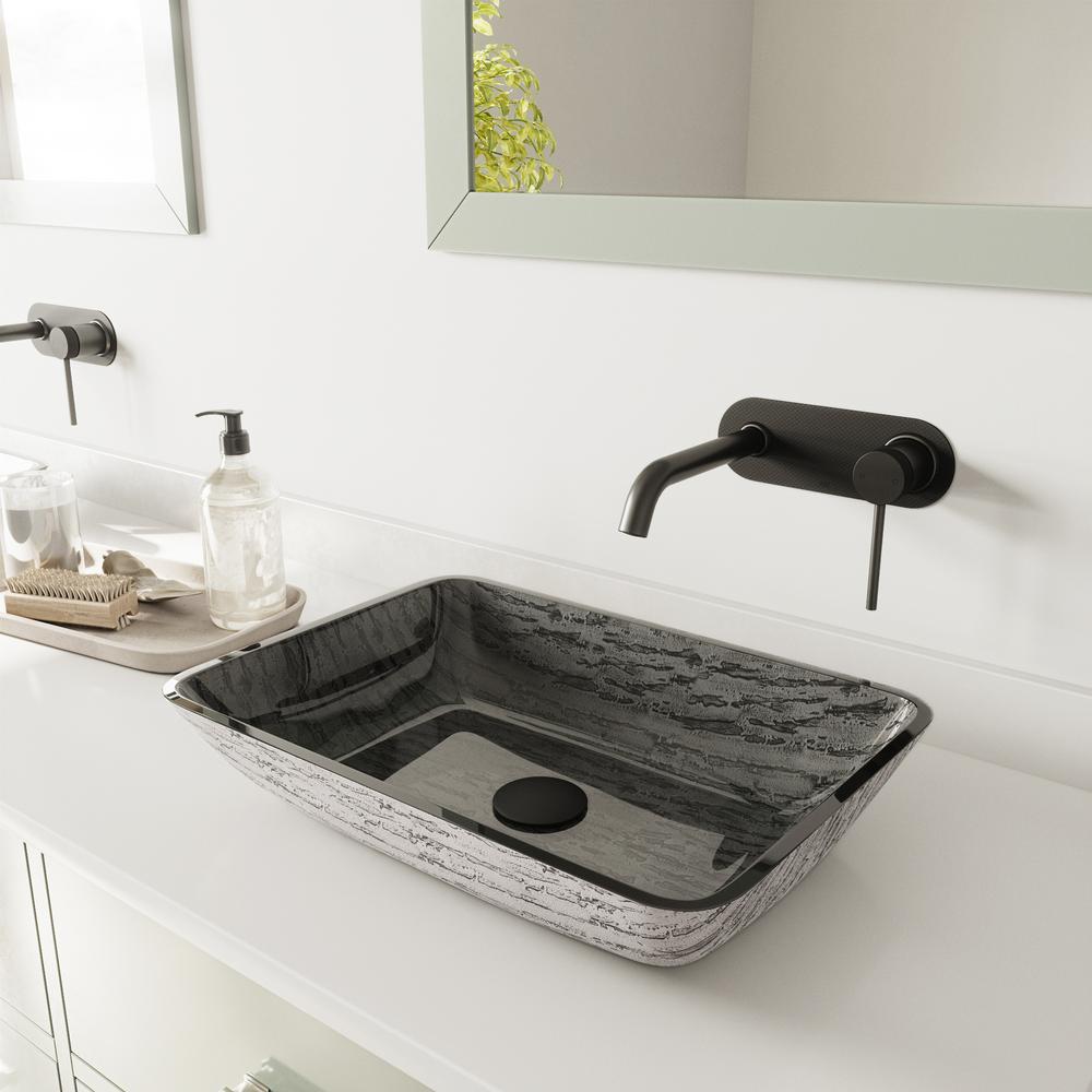Vigo Titanium Vessel Sink In Gray With Lenox Cfiber Wall Mount