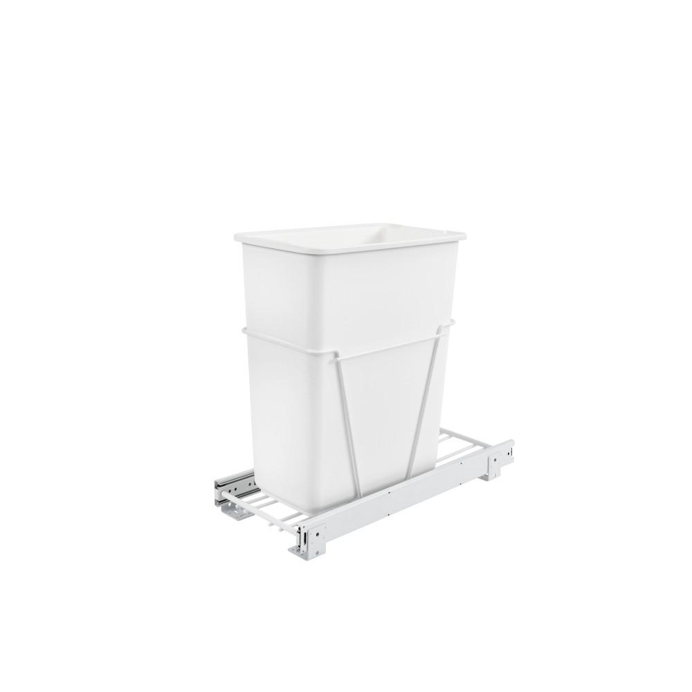 Rev A Shelf 19 25 In H X 9 5 In W X 22 In D Single 30 Qt Pull Out White Waste Containers With Full Extension Slides