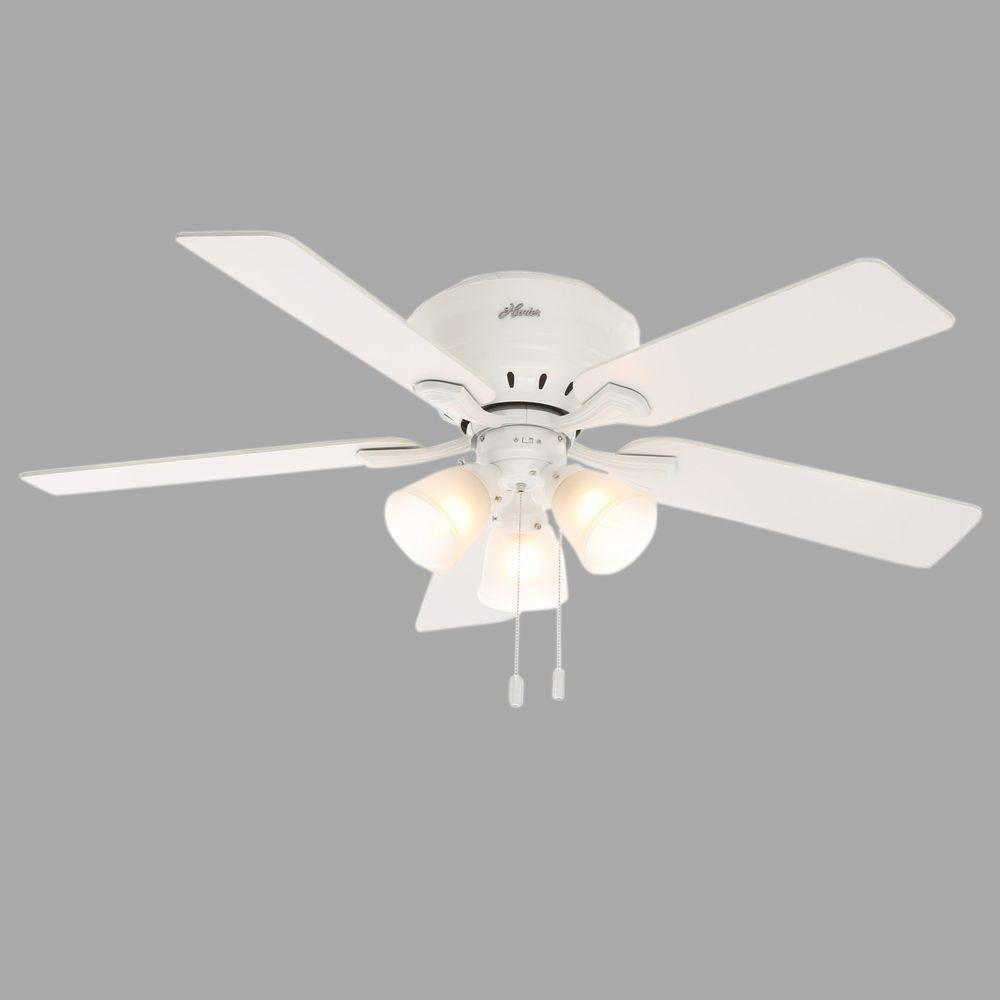 Hunter Reinert 52 In Indoor Low Profile White Ceiling Fan With Light Kit