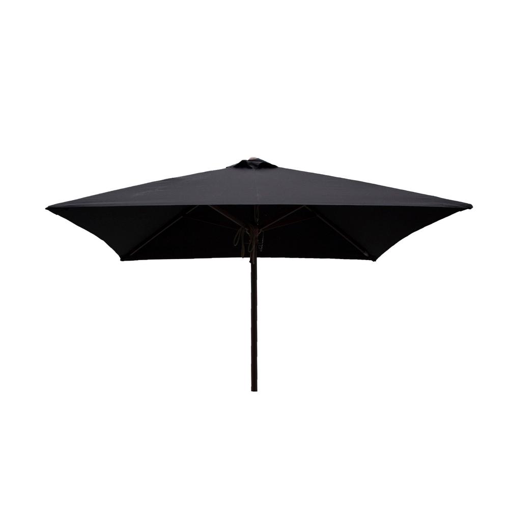 Destinationgear Classic Wood 6 5 Ft Square Patio Umbrella In Black Polyester 1229 The Home Depot