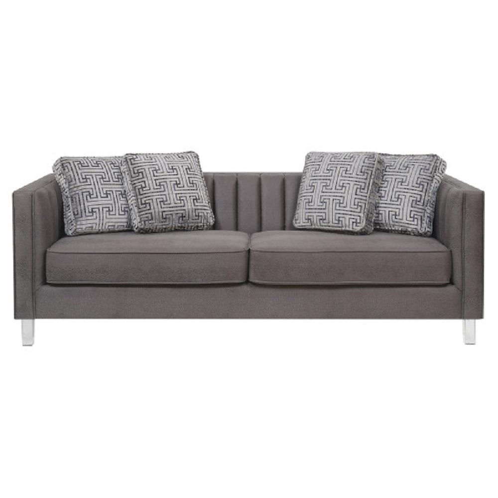 2 People Standard Sofa Polyester Sofas Loveseats Living Chic Acrylic Leg Iron Channeled Sofa