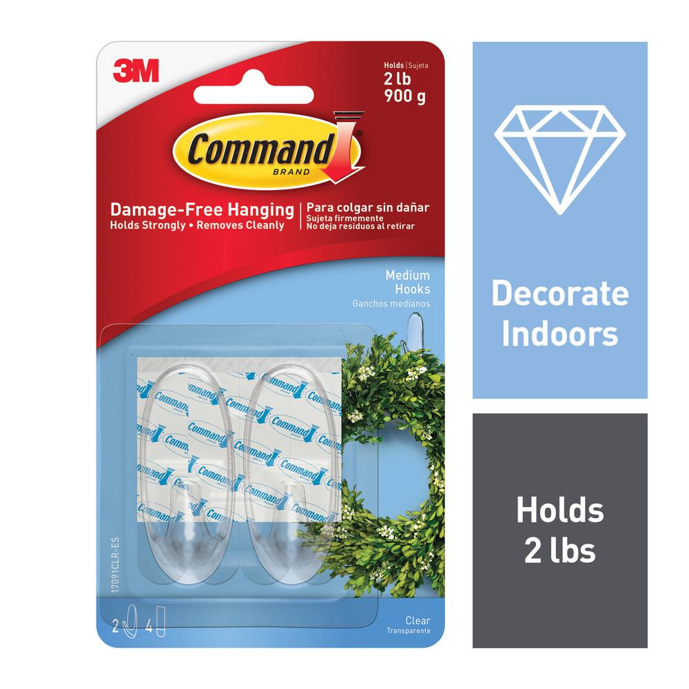 Command 2 Piece Medium Clear Outdoor Window Hooks 17091clr Aw The Medium Clear Hooks With Strips 2 Pack