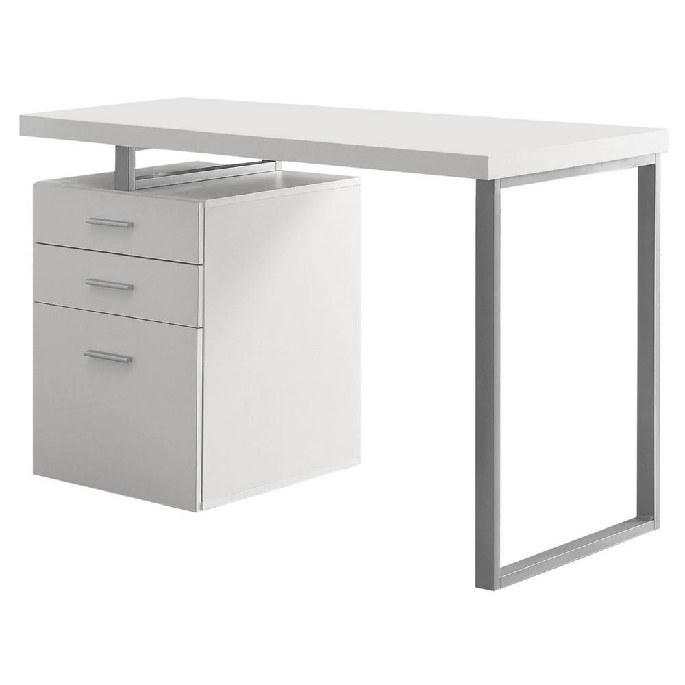 Homeroots 47 25 In White Rectangular 3 Drawer Computer Desk With Homeroots 47 25 In White Rectangular 3