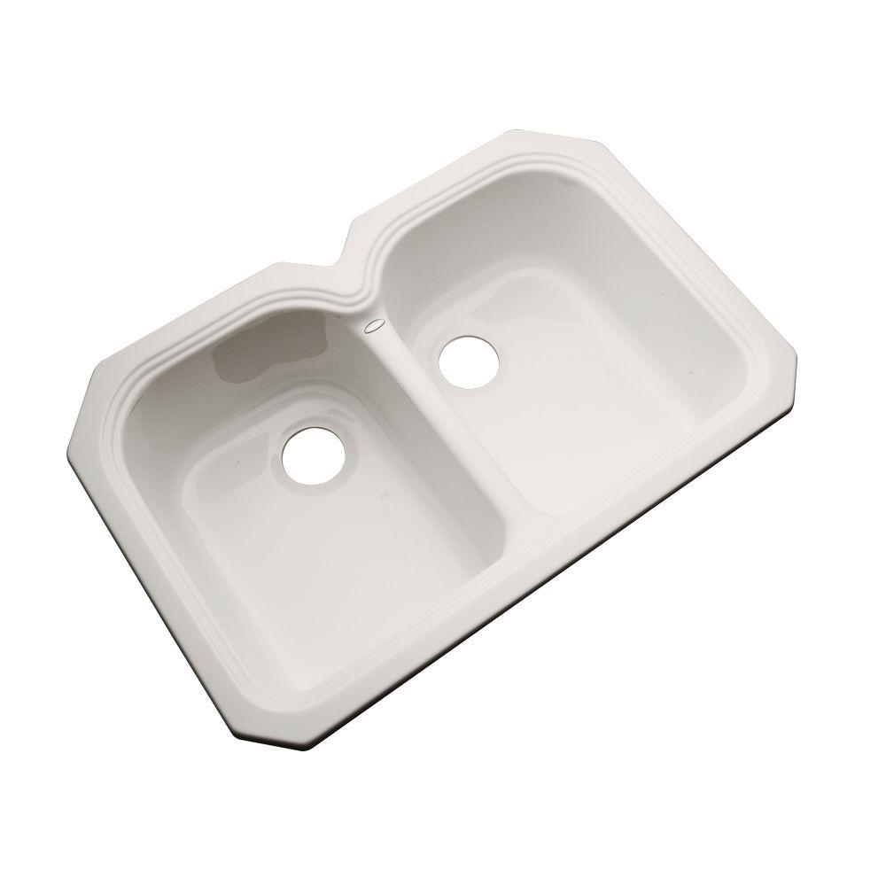 Thermocast Newport Undermount Acrylic 33 in. 0Hole Double Bowl Kitchen Sink in Bone40001UM