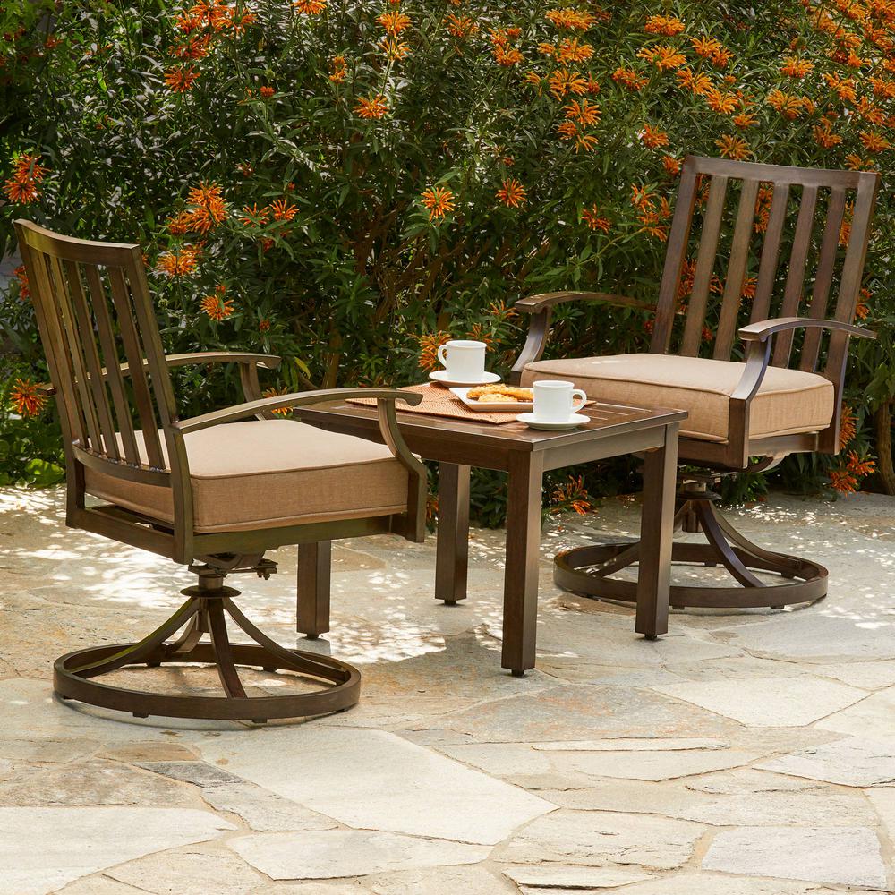 Royal Garden Bridgeport 3 Piece Aluminum Outdoor Bistro Set With Tan Bridgeport 3 Piece Aluminum Outdoor Bistro Set With Tan Cushions