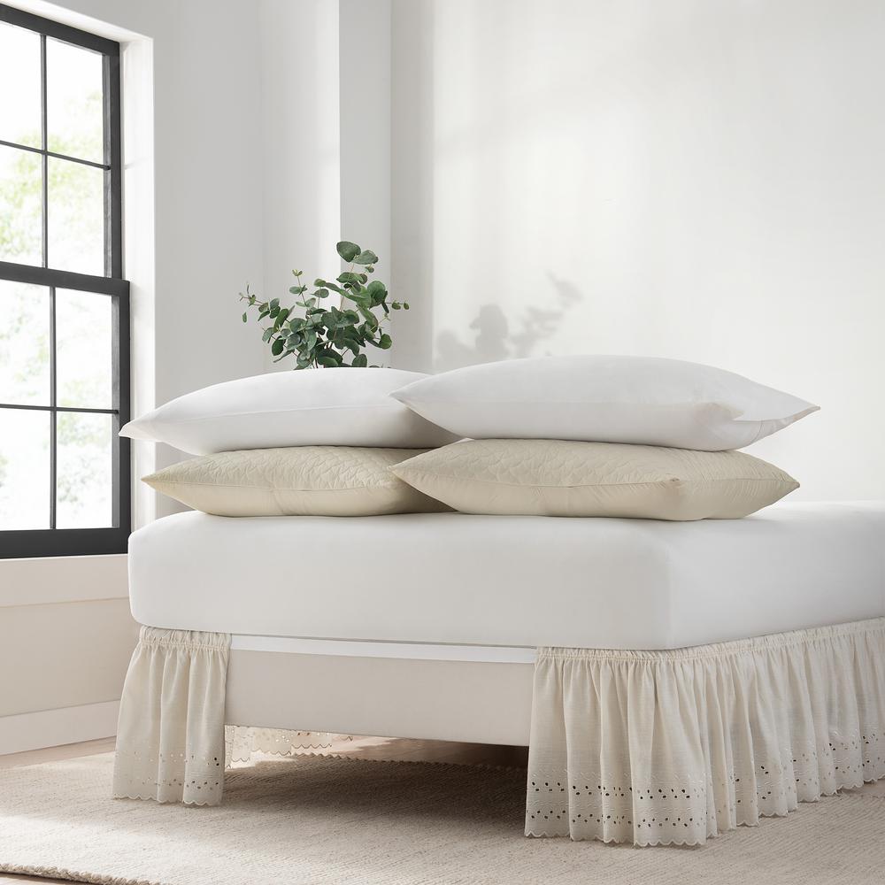 Easyfit Ruffled Wrap Around Off White Eyelet Full Bed Skirt 11578twin Fullwh The Home Depot Off White Eyelet Full Bed Skirt, Wrap Around Bed Skirt Queen Size