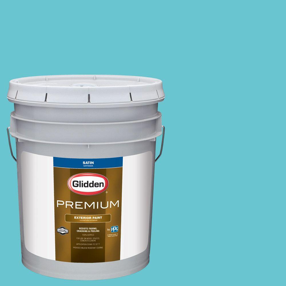 Glidden Premium 5 Gal Hdgb28 Pacific Coast Blue Satin Latex Exterior Paint