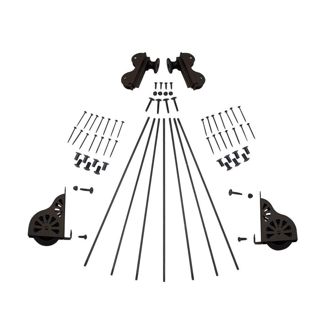 Quiet Glide Oil Rubbed Bronze Rolling Hook Ladder Hardware Kit for 20