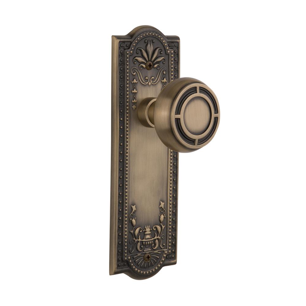 Nostalgic Warehouse Meadows Plate Double Dummy Mission Door Knob In Antique Brass