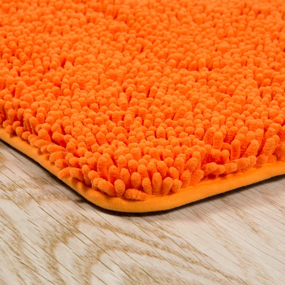 Memory Foam Orange 2Piece Bath Mat Set Oversized 21 x 32 Bathroom Shag