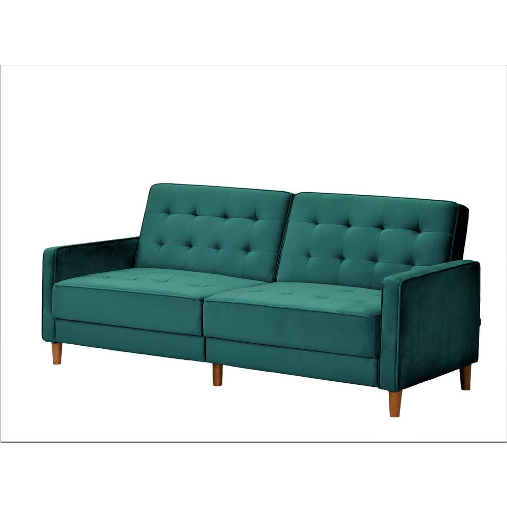 Green Velvet Tufted Sleeper Sofa Baci Living Room