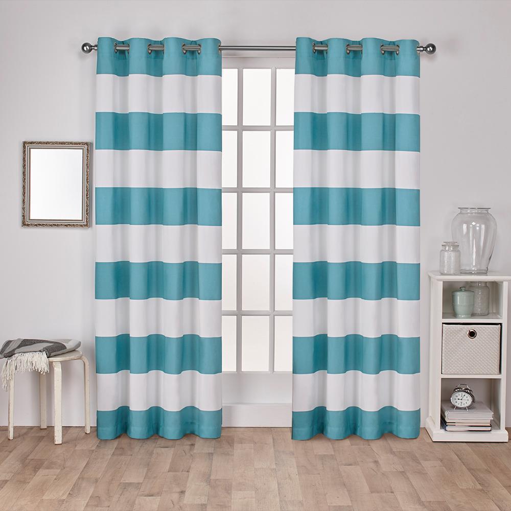 Surfside 54 in. W x 108 in. L Cotton Grommet Top Curtain Panel in Teal ...