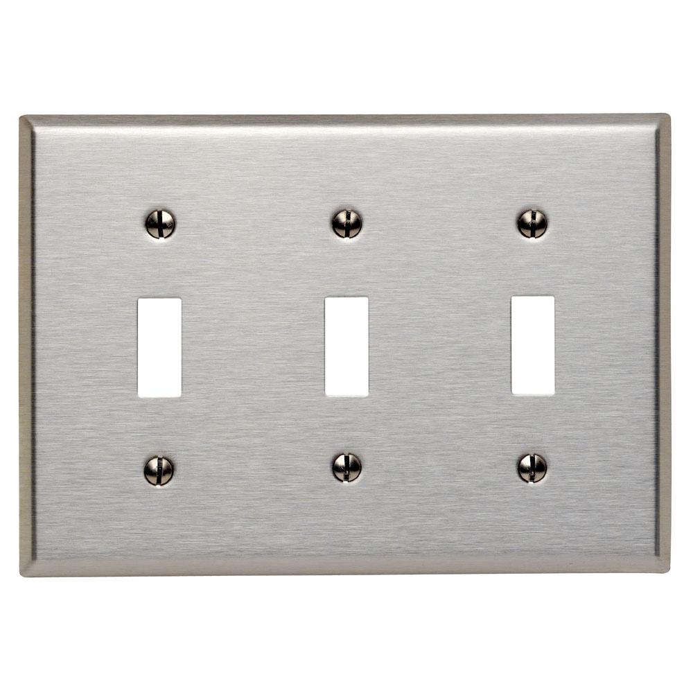 Leviton 3-Gang 3-Toggle Standard Size Stainless Steel Wall Plate ...