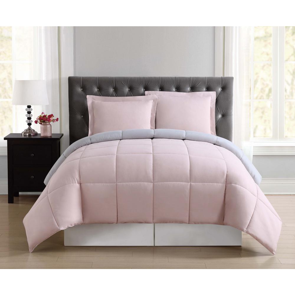 Truly Soft Everyday Blush and Silver Grey Reversible Full/Queen Comforter Set CS1656BSGFQ17