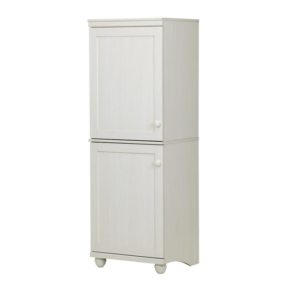 South Shore Hopedale White Wash 2 Door Narrow Storage Cabinet