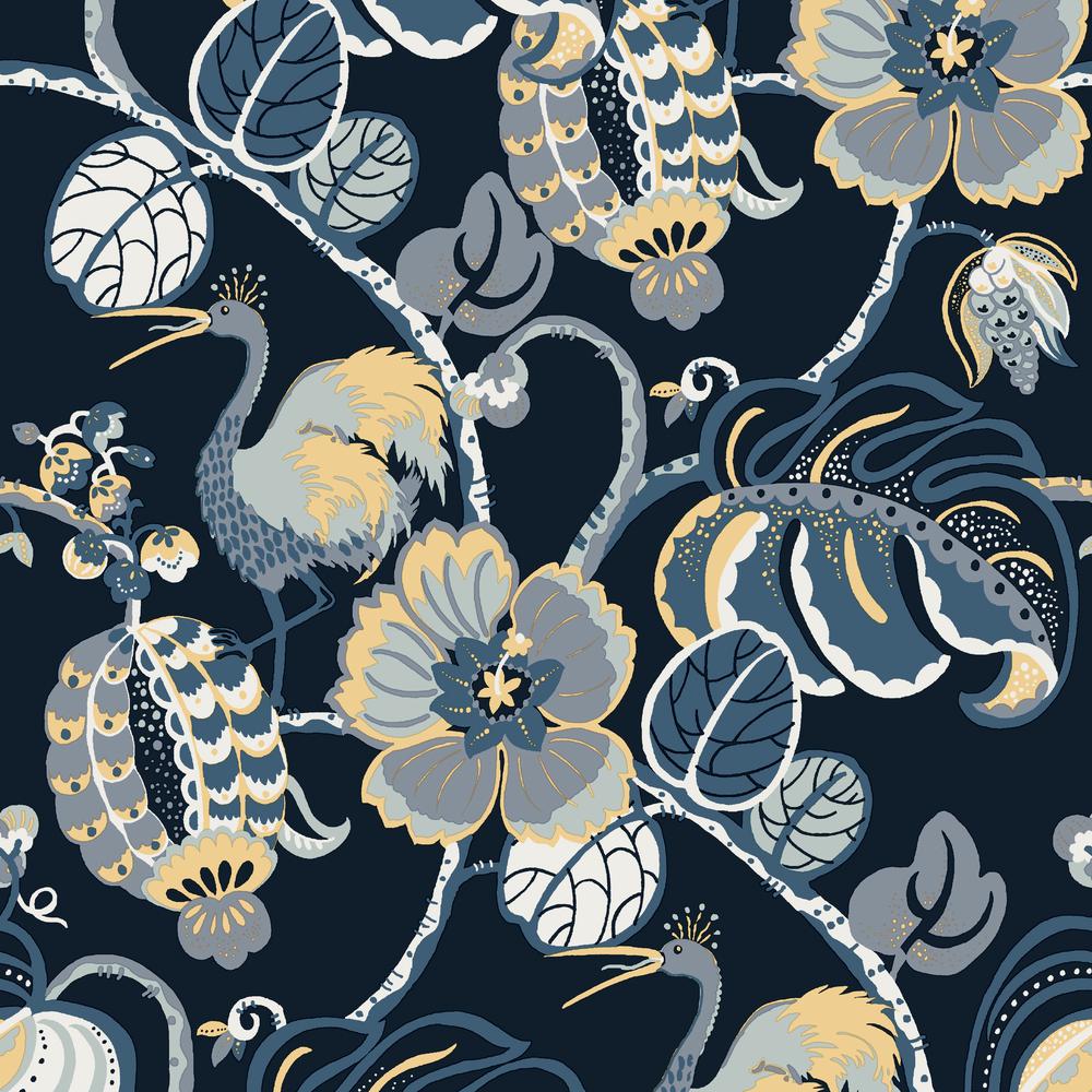 Tempaper Tear Drop Charcoal And Metallic Silver Self Adhesive Genevieve Gorder Tropical Fete Azure Blue Self Adhesive Removable Wallpaper