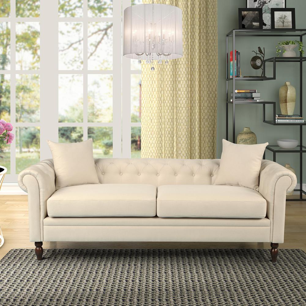Harper Bright Designs Linen Fabric Chesterfield Short Back