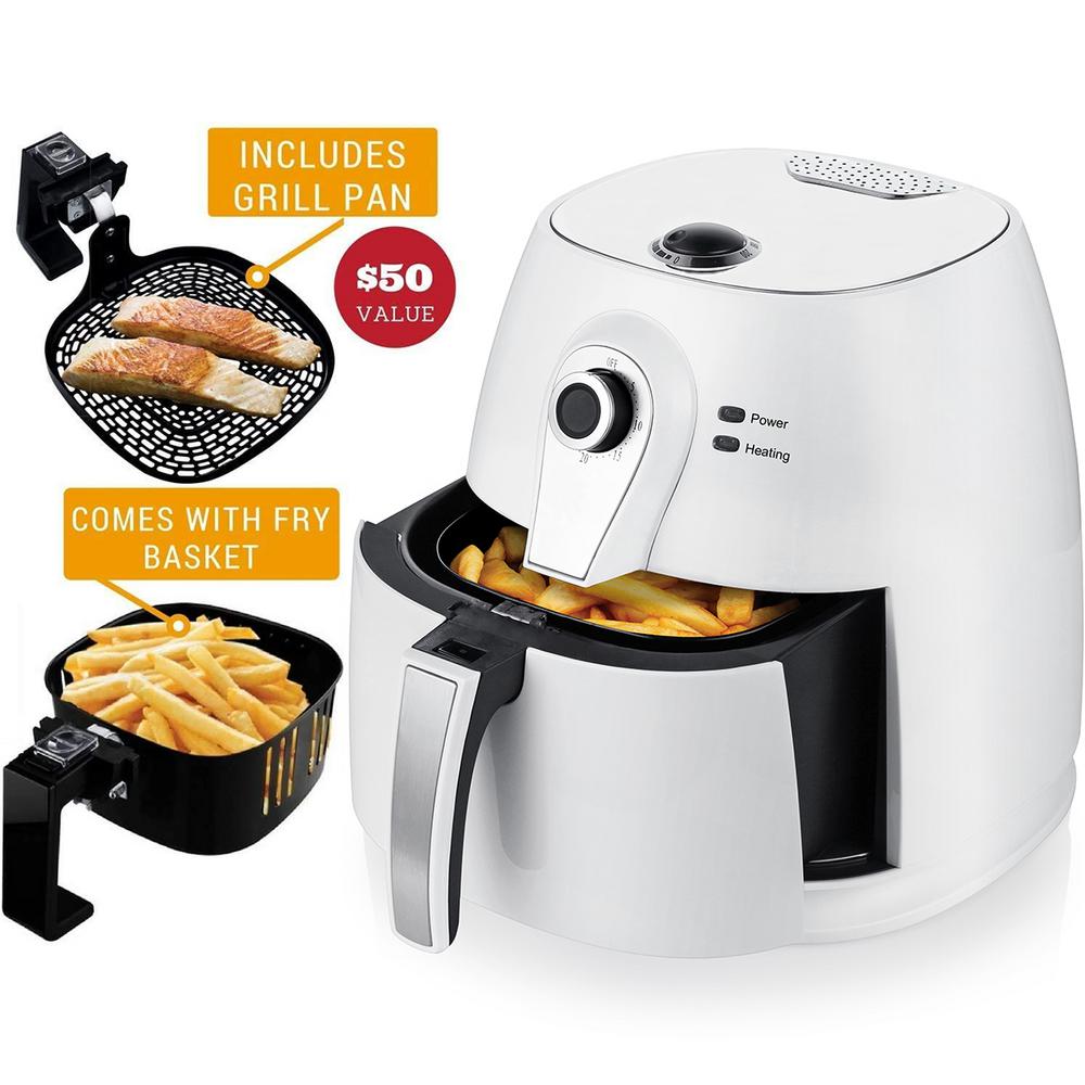 Ovente 3.2 qt. White Electric Air Fryer with 30min Timer, Adjustable