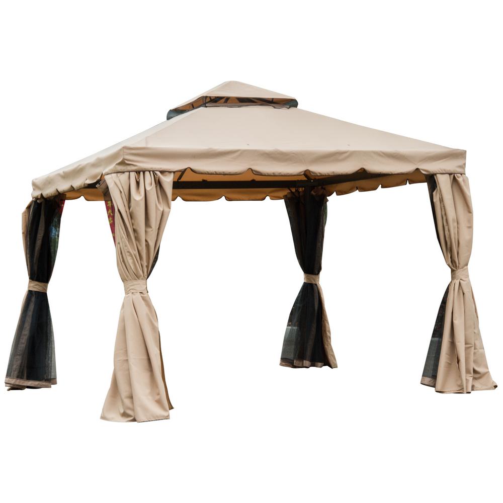 Outsunny 118 in. x 118 in. x 78 in. Steel Frame Patio Gazebo w ...