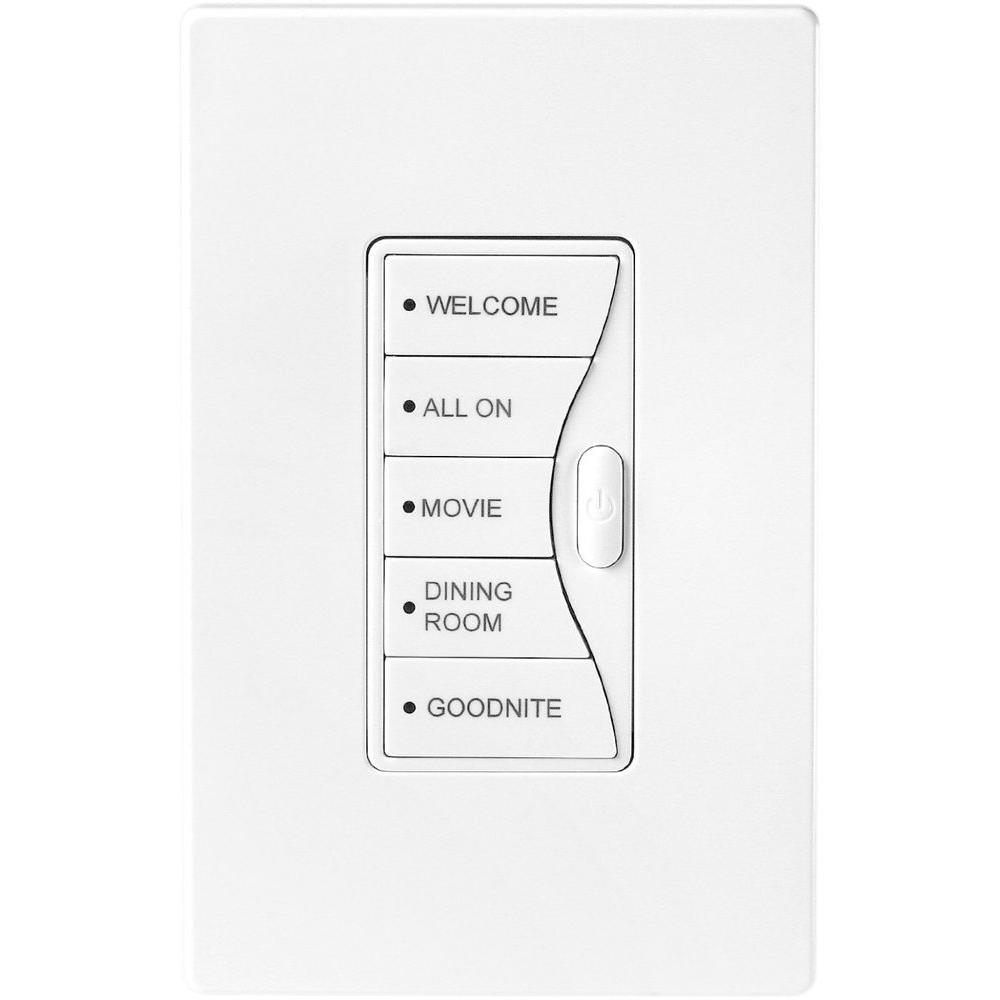 Eaton Aspire 5 Amp 120Volt RF Wall Mount 5Scene LED Keypad Rocker