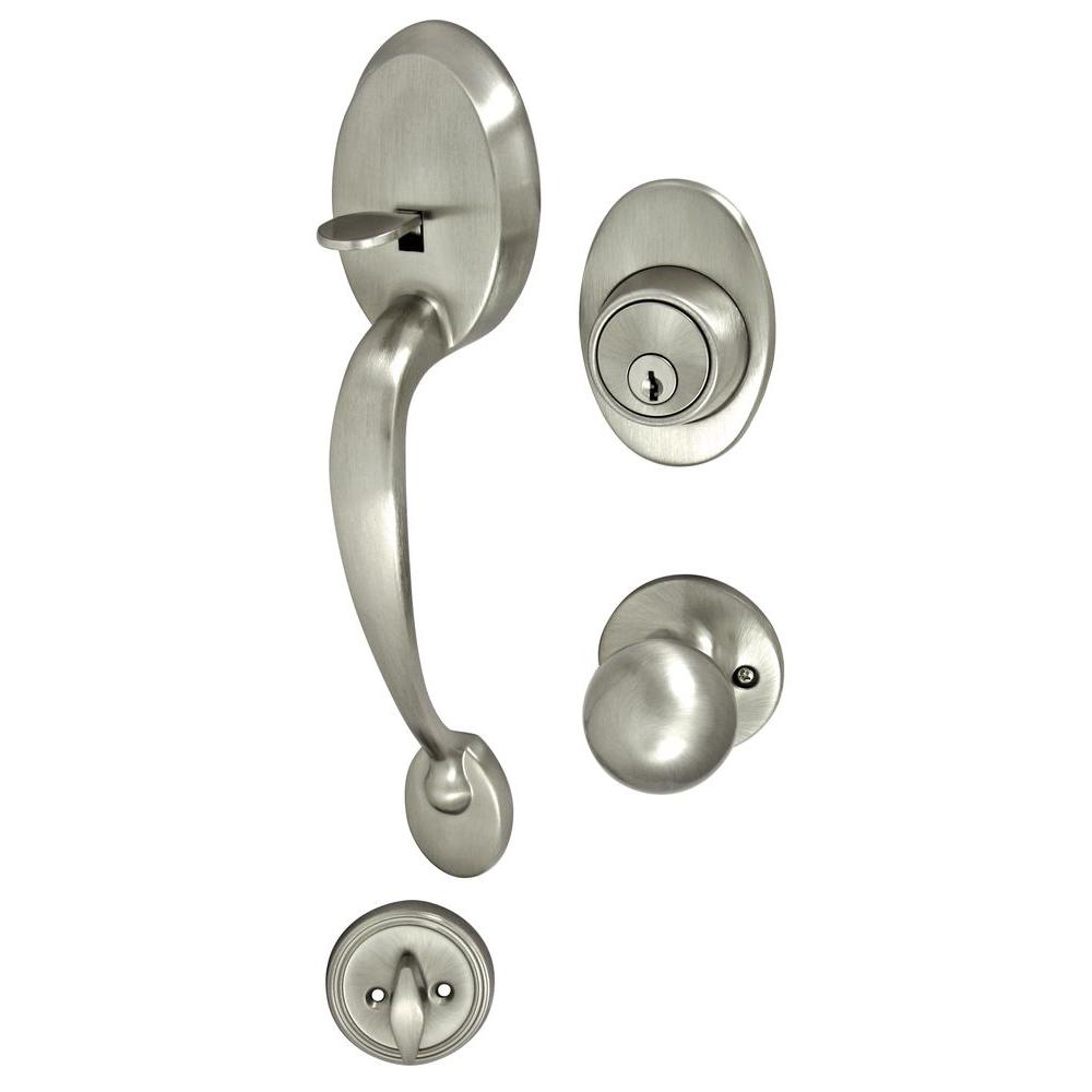 Ultra Hardware Cheltenham Satin Nickel Door Handleset and Single