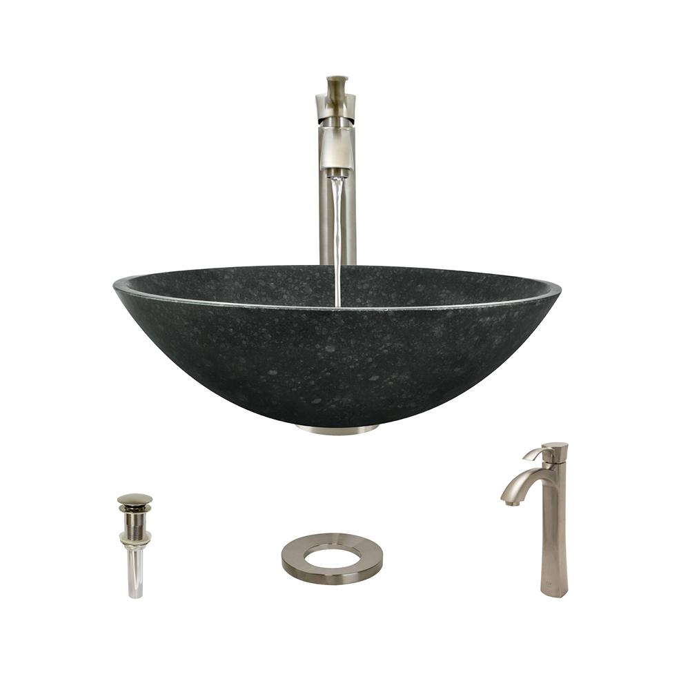 MR Direct Stone Vessel Sink in Honed Basalt White Granite with