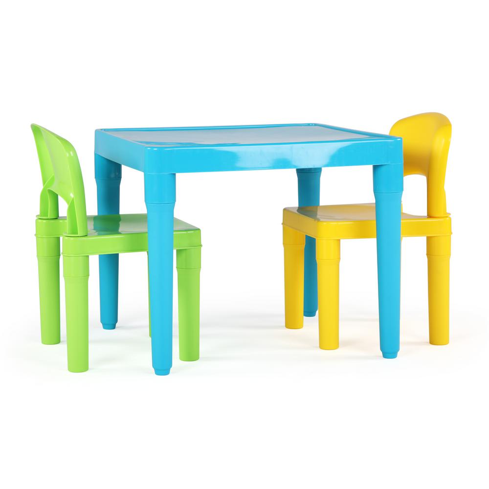 Humble Crew Playtime 3 Piece Aqua Kids Plastic Table and Chair Set 