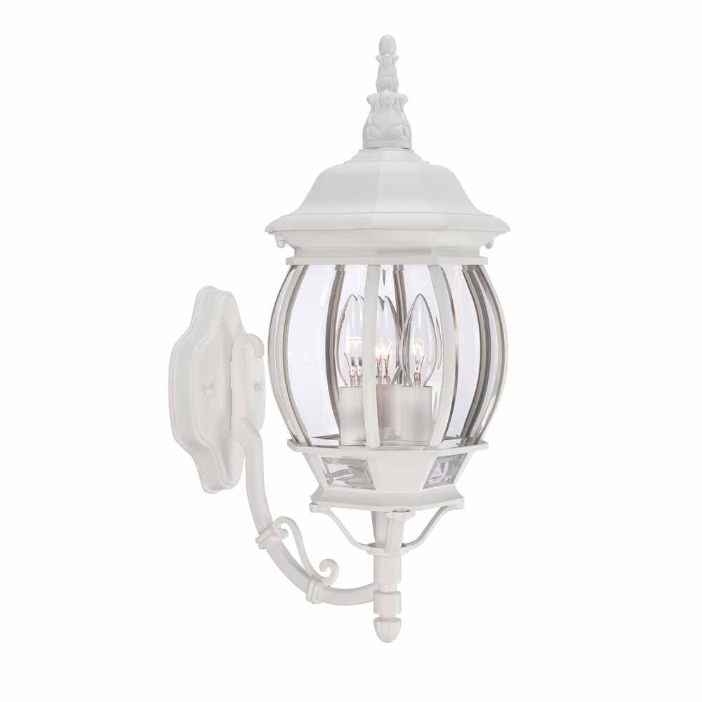 Hampton Bay 3 Light White Outdoor Wall Lantern Hb7028 06 The Home Depot