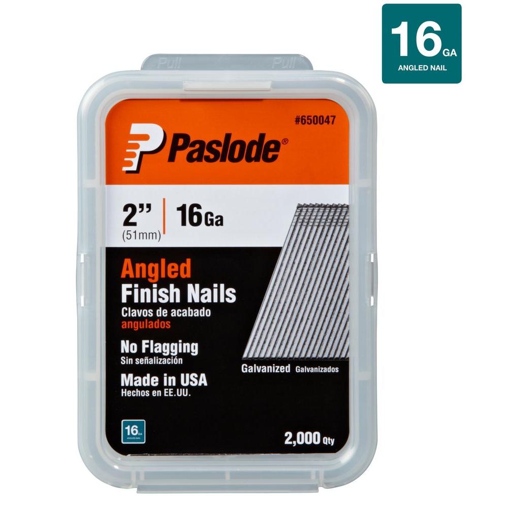 Paslode 2 in. x 16Gauge Galvanized Angled Finish Nails 2000 per Box